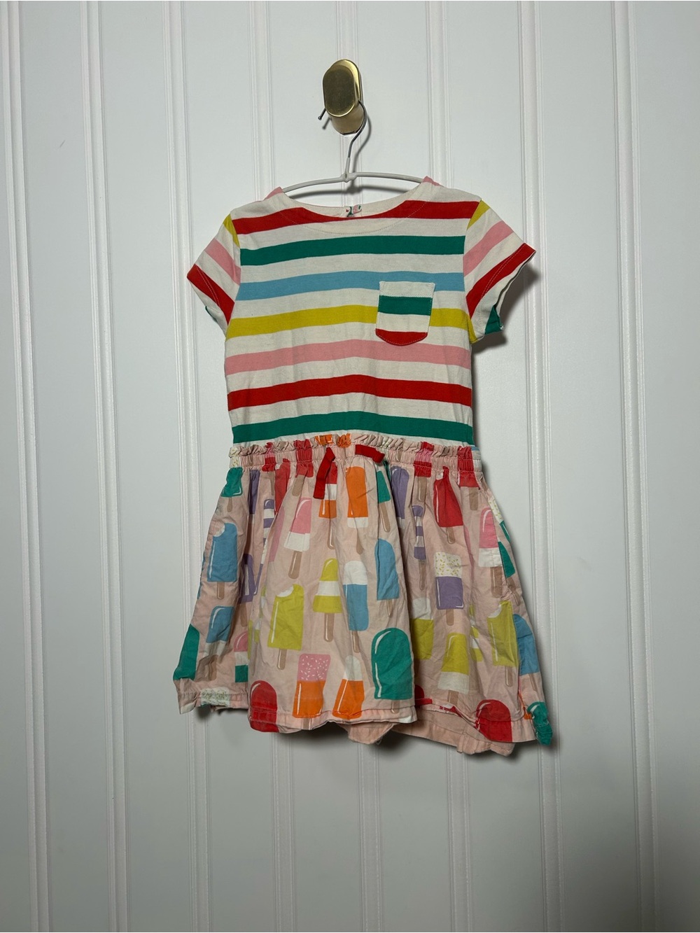 Mini Boden Girls' Multicolor Stripe & Popsicle Print Cotton Dress